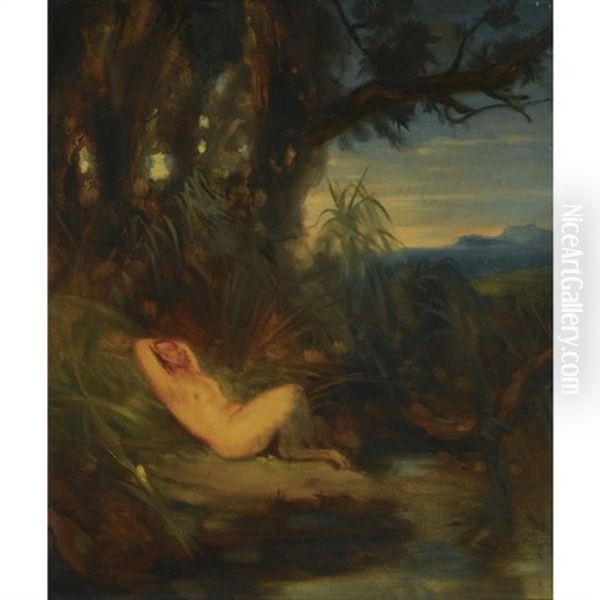 Schlafender Faun - Sleeping Faun Oil Painting by Carl Blechen