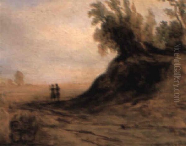 Figures In A Wooded Landscape Oil Painting by Carl Blechen