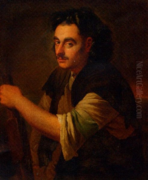 Portrait Of A Man, Holding An Oar Oil Painting by Pieter van Bleeck