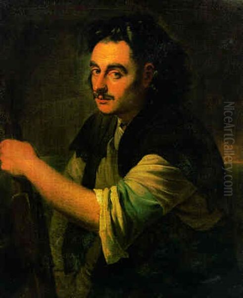 Portrait Of A Man, Half-length, Holding An Oar Oil Painting by Pieter van Bleeck