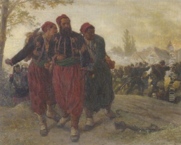 Orientalen Auf Der Flucht Oil Painting by Georg Bleibtreu