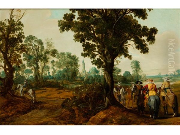 Landschaft Mit Reitern Oil Painting by Gerrit Claesz Bleker