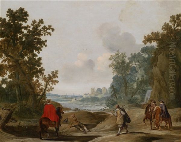 Reisende Und Reiter In Einer Weiten Landschaft Oil Painting by Gerrit Claesz Bleker