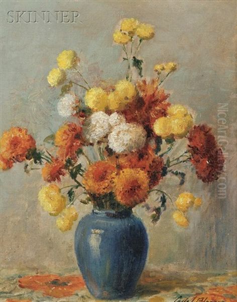 Still Life With Chrysanthemums by Carle John Blenner