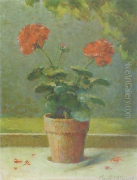 Geranium Oil Painting by Carle John Blenner