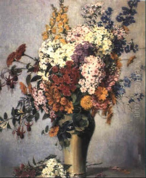 Old Fashioned Bouquet Oil Painting by Carle John Blenner