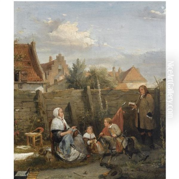 A Family Gathering On A Sunny Afternoon Oil Painting by David Joseph Bles