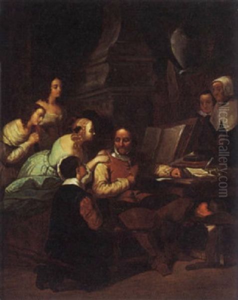 Cromwell Sa Famille Intercede Pour Charles I Oil Painting by David Joseph Bles