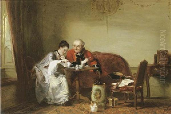 La Visite De L'officier Oil Painting by David Joseph Bles