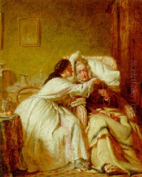 Nursing The Sick Father Oil Painting by David Joseph Bles