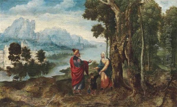 The Banishment Of Hagar Oil Painting by Herri met de Bles