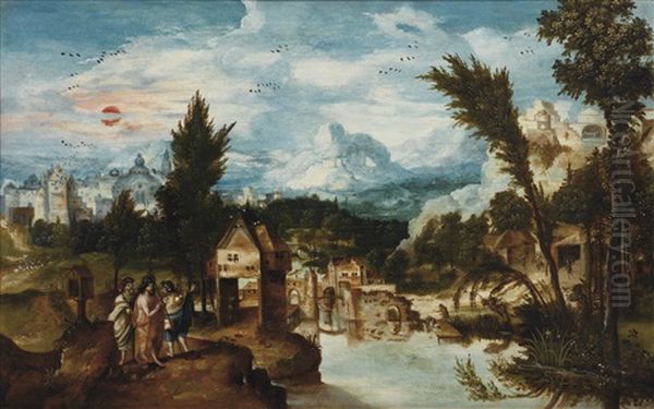 The Journey To Emmaus Oil Painting by Herri met de Bles