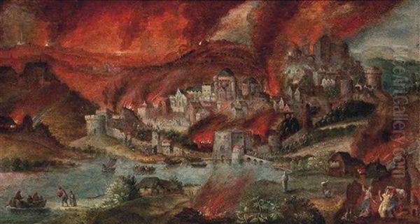 Sodom And Gomorrah Oil Painting by Herri met de Bles