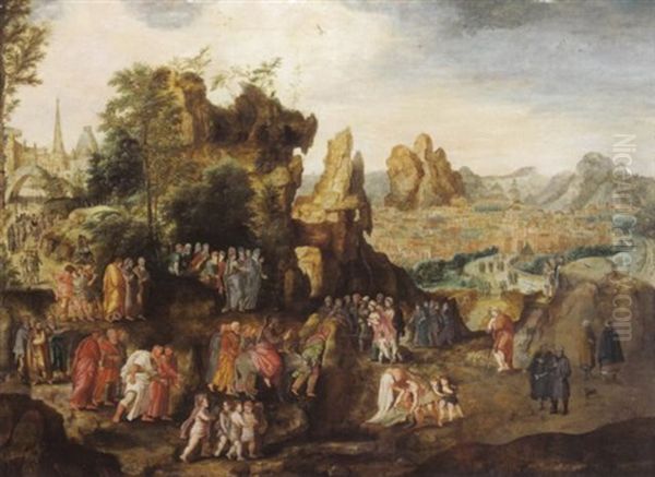 Jesus Einzug In Jerusalem Oil Painting by Herri met de Bles