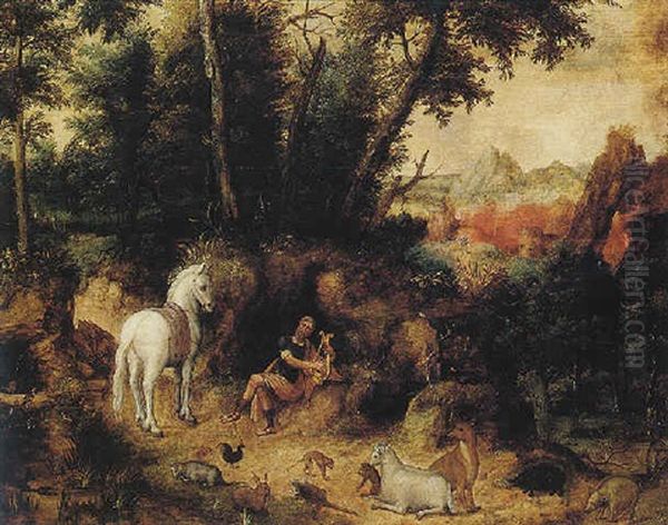 Orpheus Charming The Animals Oil Painting by Herri met de Bles