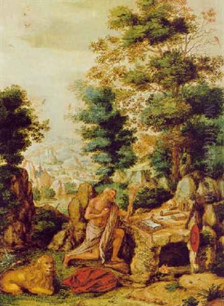 Der Heilige Hieronymus In Einer Landschaft Oil Painting by Herri met de Bles