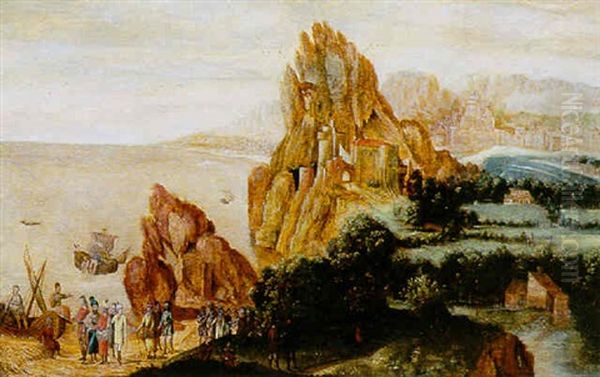 Paysage De Fantaisie En Bordure De Mer Oil Painting by Herri met de Bles