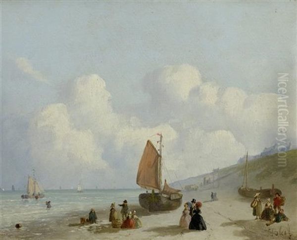 Segelboote An Der Meereskuste Oil Painting by Joseph Bles