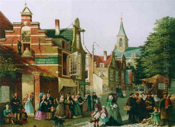 A Fair In A Dutch Town Oil Painting by Joseph Bles