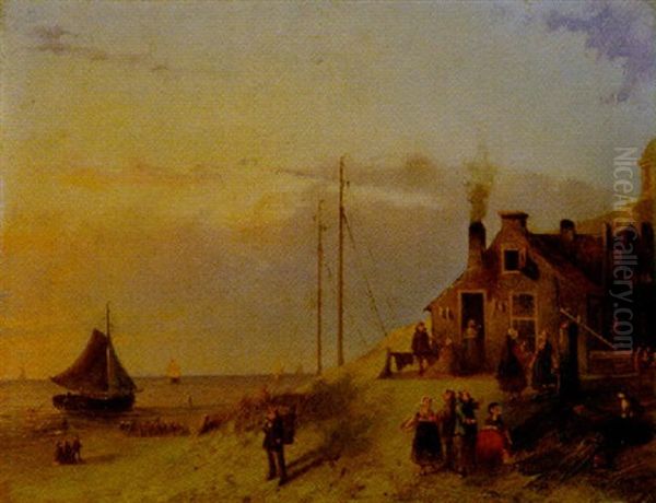 The Departure Of The Fishermen Oil Painting by Joseph Bles