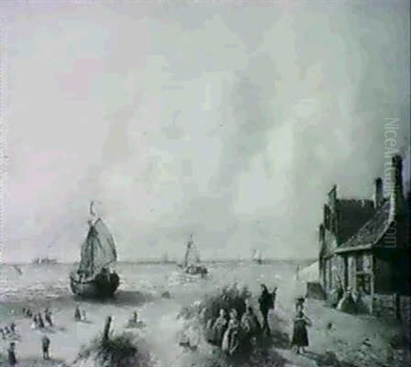 Figures By The Beach Oil Painting by Joseph Bles