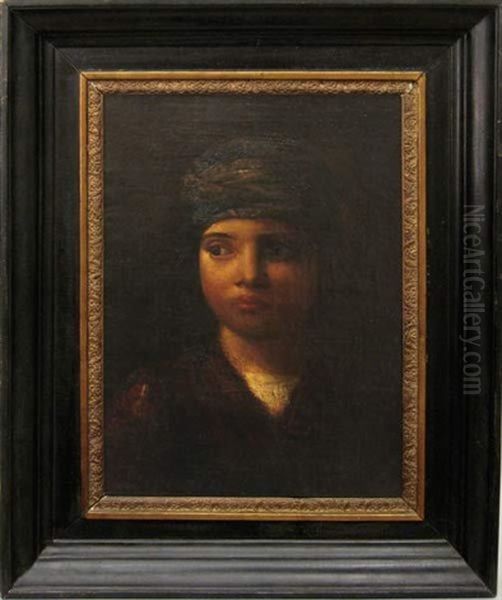 Jeune Garcon Au Turban, En Buste Oil Painting by Jules De Bleye