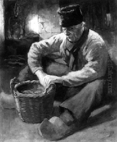 A Volendam Fisherman In An Interior Oil Painting by Adrien Cyriaque Bleys