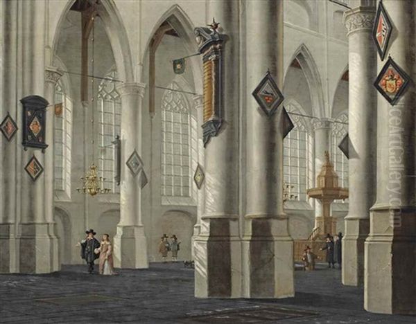 The Interior Of The Laurenskerk In Rotterdam Oil Painting by Daniel de Blieck