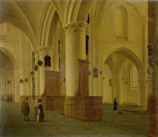 Kircheninterieur Mit Personen Oil Painting by Daniel de Blieck