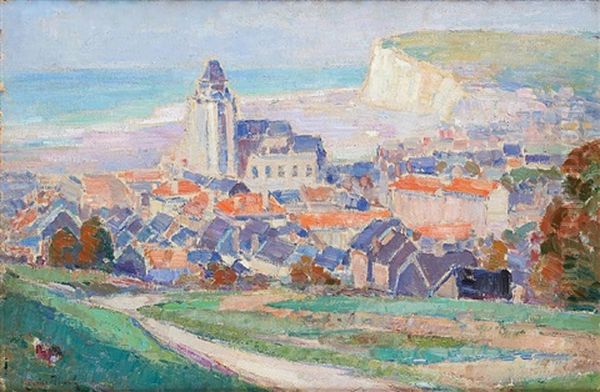 Les Blanches Falaises Vues Du Village Oil Painting by Maurice Blieck