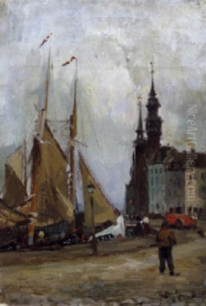 Aan De Visserskade Oil Painting by Maurice Blieck