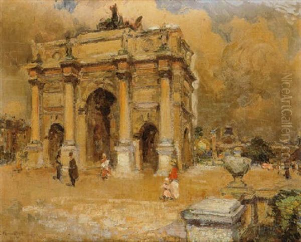 L'arc De Triomphe A Paris Oil Painting by Maurice Blieck