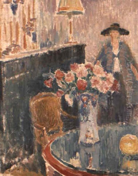 La Dame Au Piano Oil Painting by Maurice Blieck