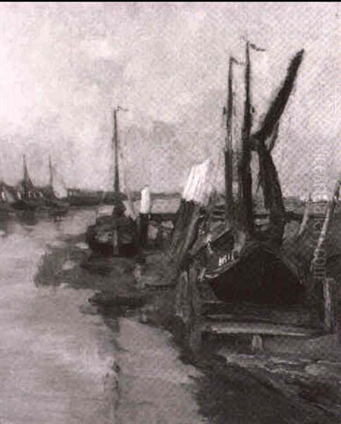 Schiffe Am Kanal Oil Painting by Maurice Blieck