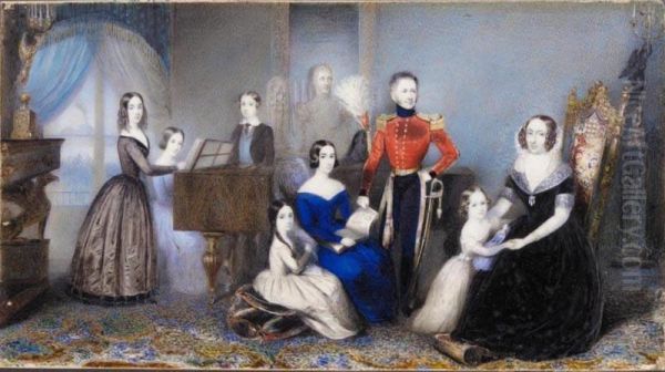 Portrait Of The Meyrick Family Oil Painting by Michele Albanesi