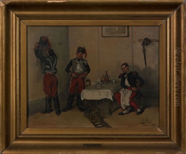 Tavern Scene Oil Painting by Albert Bligny