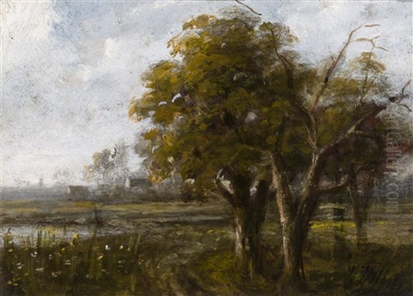 A Summer Landscape Oil Painting by Francis Blin