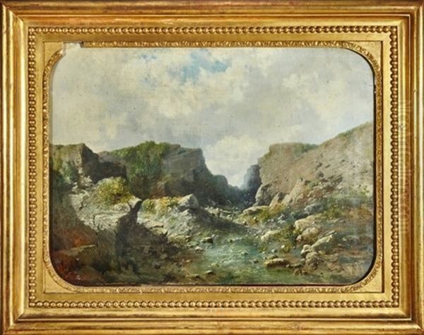 Troupeau Dans Le Ruisseau Oil Painting by Francis Blin