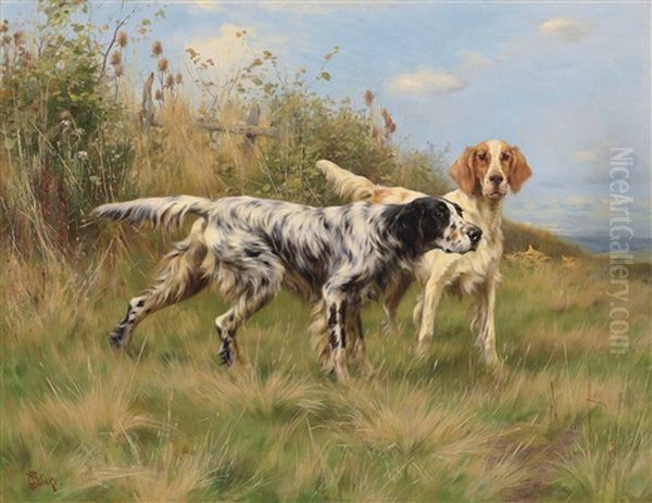 Two English Setters Oil Painting by Thomas Blinks