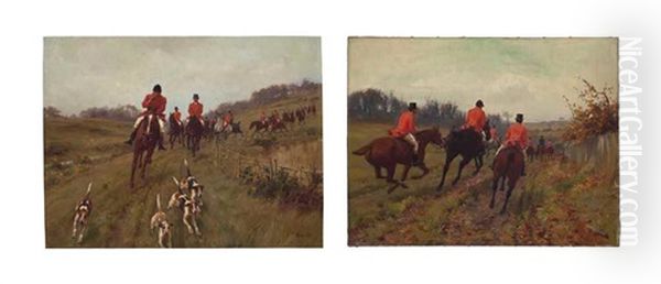 The Hunt (a Pair) Oil Painting by Thomas Blinks