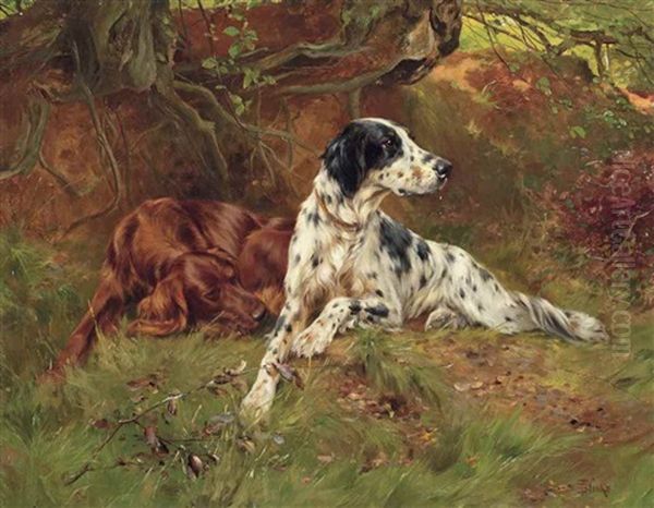 Setters - Waiting For The Guns Oil Painting by Thomas Blinks