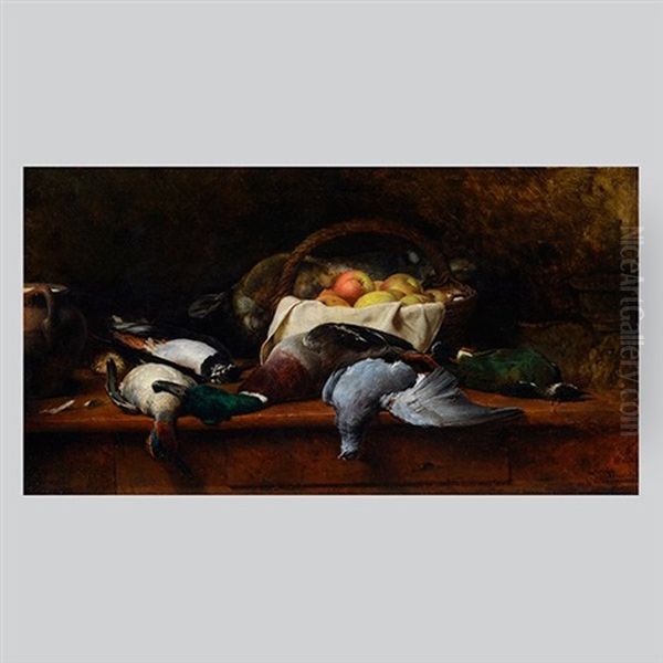 Still Life With Fowl And Fruit Oil Painting by Thomas Blinks