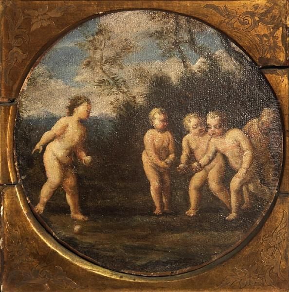 Putti In A Landscape Oil Painting by Francesco Albani