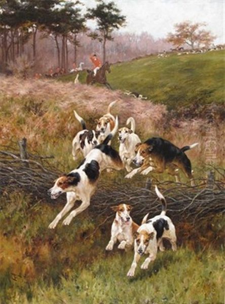 Hounds On The Scent (pair) Oil Painting by Thomas Blinks