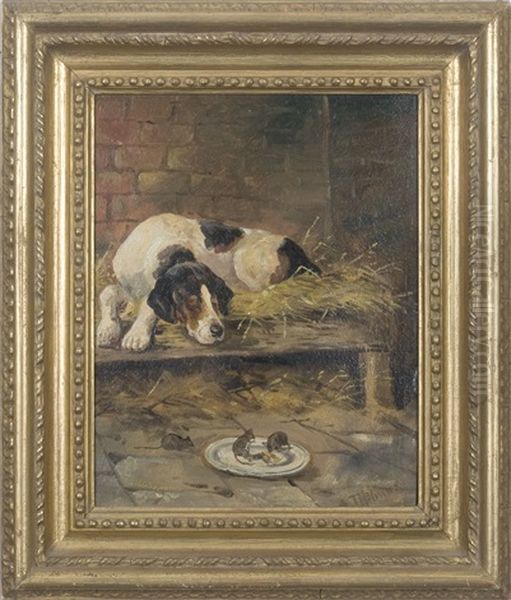 Sleeping Dog Oil Painting by Thomas Blinks