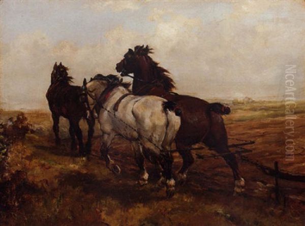 The Plough Team Oil Painting by Thomas Blinks