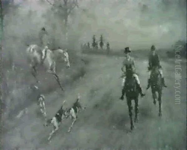 The Pursuit/a Hunting Scene Oil Painting by Thomas Blinks