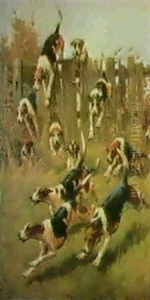 Hounds At Full Cry Oil Painting by Thomas Blinks