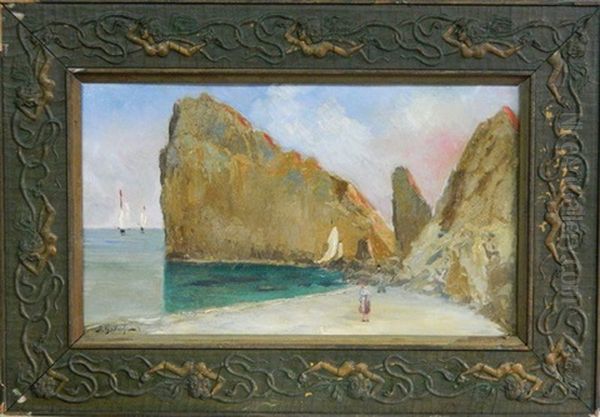 Promenade Sur La Plage Oil Painting by Leonid Demyanovich Blinov