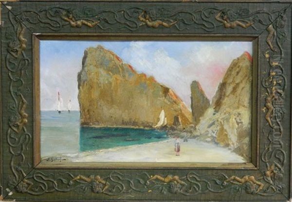 Promenade Sur La Plage Oil Painting by Leonid Demyanovich Blinov